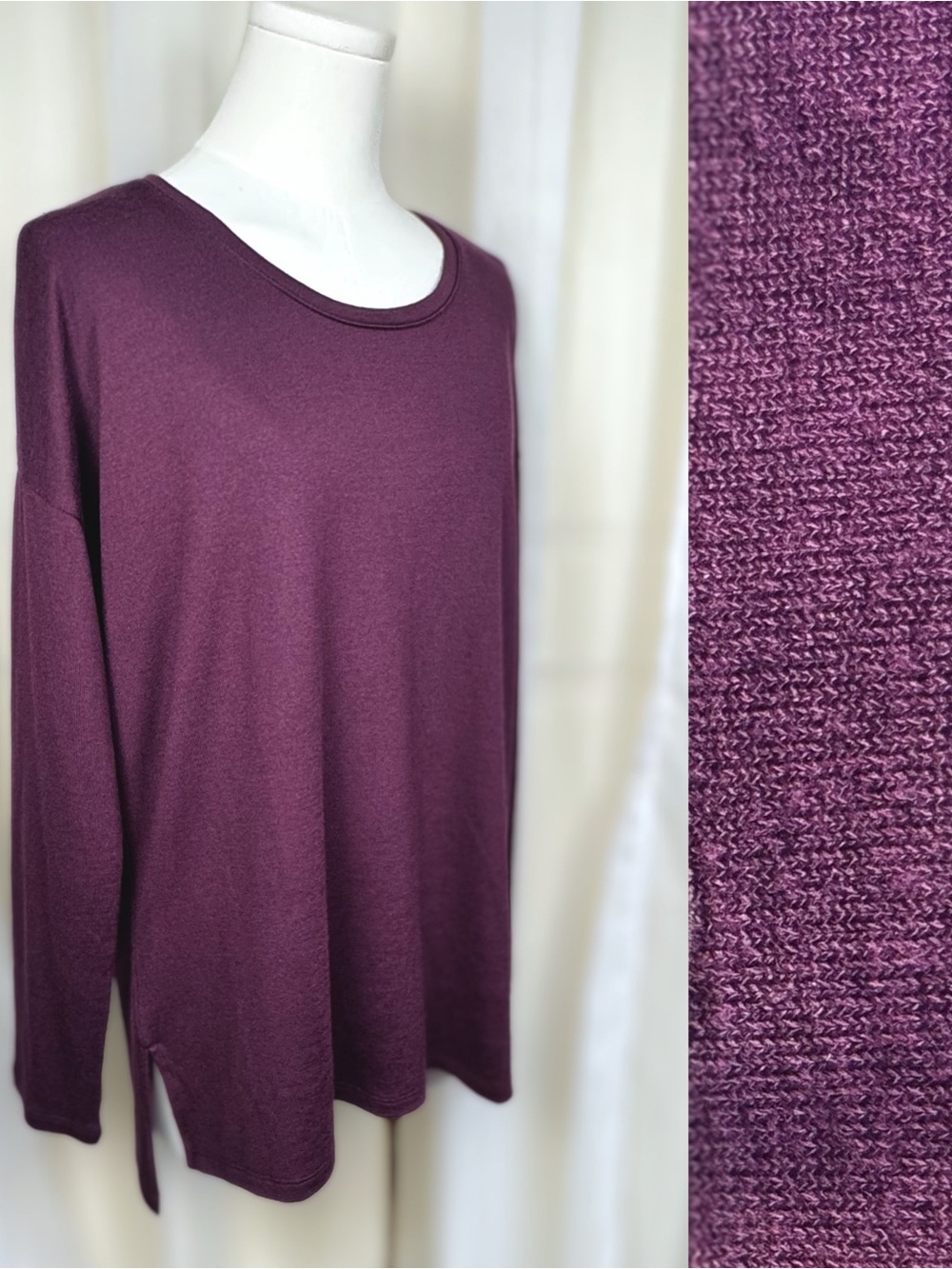 Banana Republic Plum Maroon Long Sleeve Top | Size M | Soft Knit | y2k